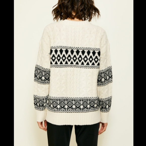Line & Dot Montana Faire Isle Sweater Cream/Black Size S - NWT - Picture 3 of 16